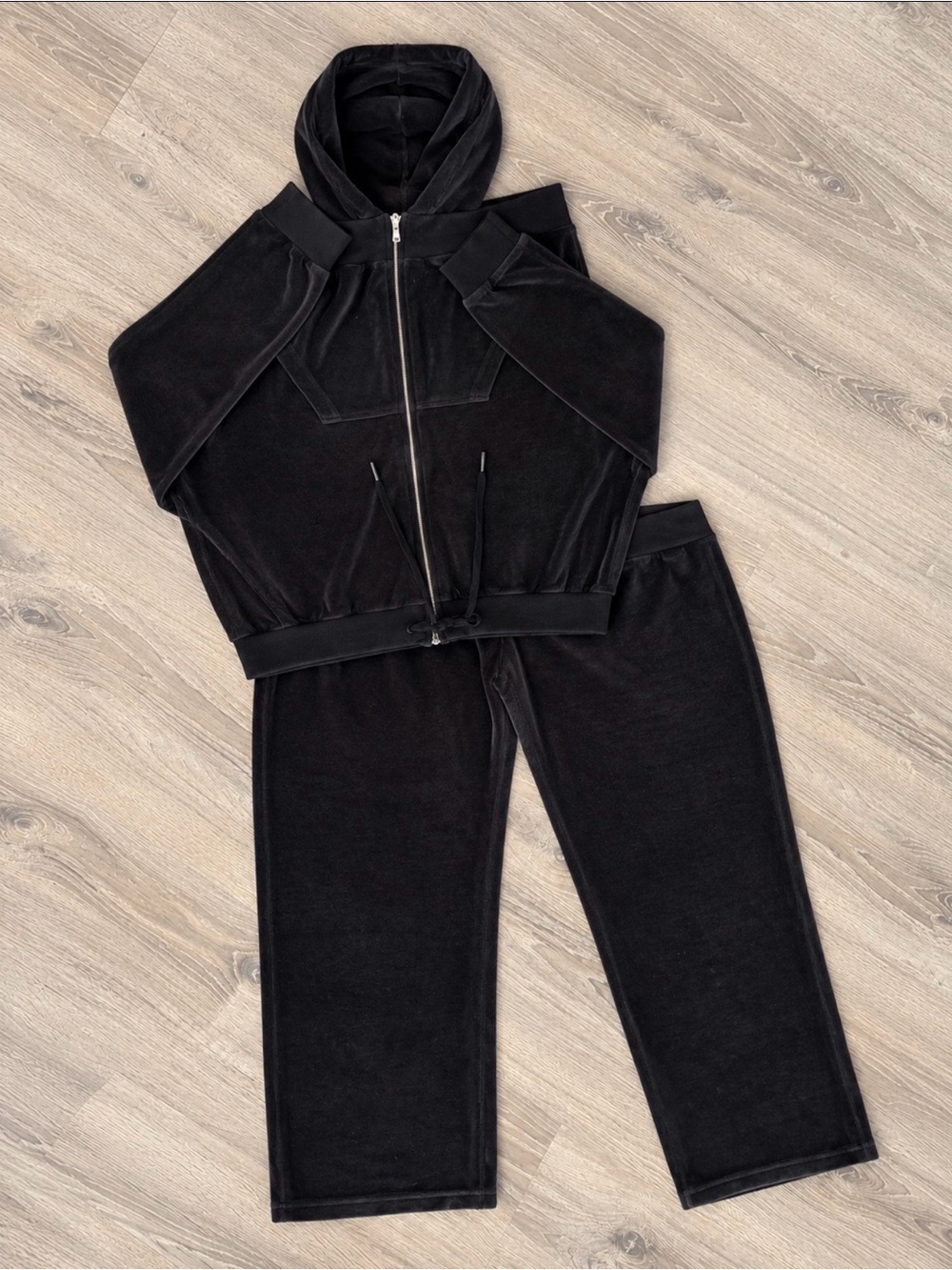 Lane Bryant Women’s Black Zip-Up Hoodie & Jacket Velour Set 22/24W